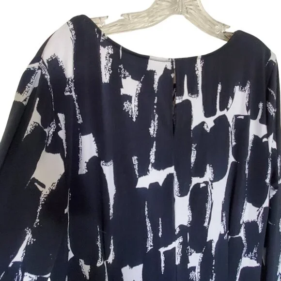 New York & Co. Silky Feel Black White XL Dress - Picture 4 of 13